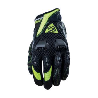 GUANTE FIVE DE PIEL STUNT EVO AIRFLOW NEGRO/AMA FLUOR